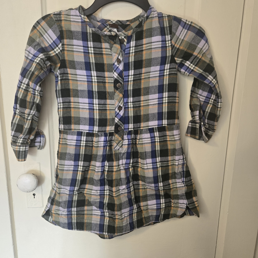 Tea Collection Plaid Button Down Shirt in Green and Purple